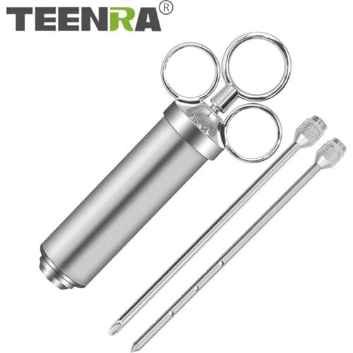TEENRA Stainless Steel Turkey Syringe BBQ Spice Syringe Flavor Syringe Turkey Meat Injectors Marinade Injector Kitchen Tools