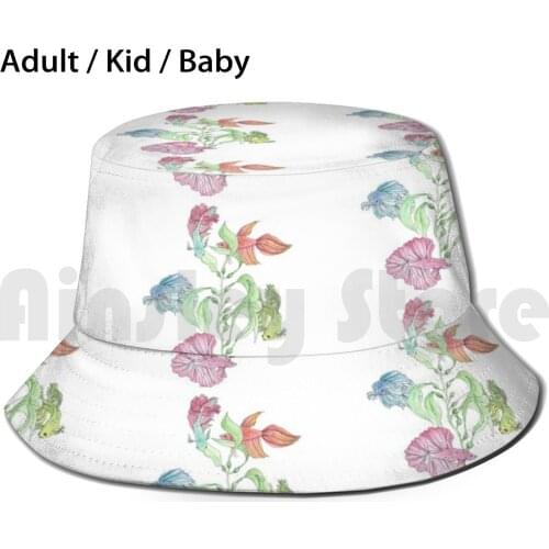 Betta Fish Sun Hat Foldable UV Protection Watercolor Betta Colorful Kelp Fish Water Pattern Fish Fish Betta Betta