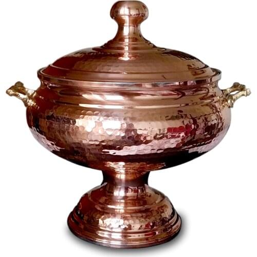 Handmade Big Copper Soup Tureen, Soup Server Pot, Large Serving Bowl