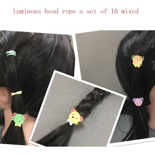 Luminous Little Bear Rope Lns Girl Heart Hair Ring Sen Female Tie Stretch Tie Hair Rubber Band Princess Lovely headwear female