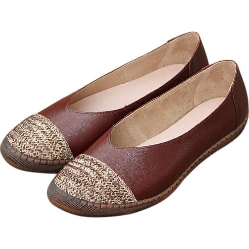 Women Shoes Handmade Loafers Women Flats Genuine Leather Shoes Flat Women Slip On Round Toe soft Comfortable drive shoes woman