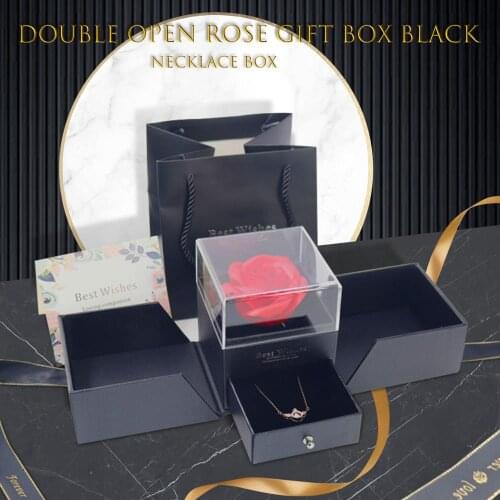 Eternal Flower Soap Rose Jewelry Box with Heart-shape Necklace Romantic Gift for Wife Girlfriend Mother on Valentine Mother Day