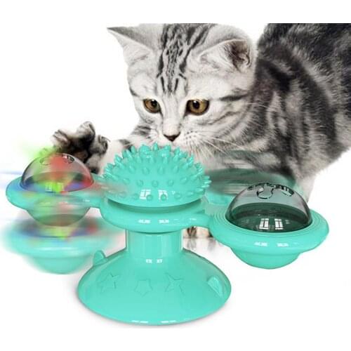 Windmill Cat Toy Interactive Turntable Massage Brush for Pet Kitty Scratching Tickle