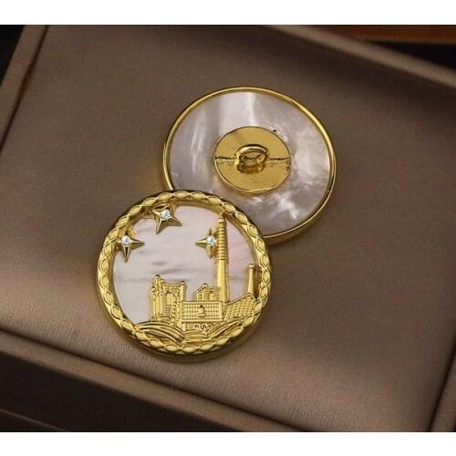 High-end water drill buttons Natural retro shell coat top button Round metal top button-up diy