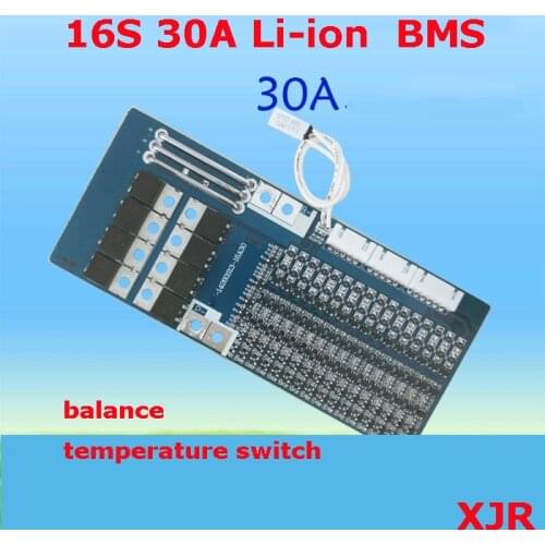 16S 30A lithium Polymer lipo BMS/PCM/PCB battery protection board for 16 cells 18650 Li-ion Battery Cell w/ Balance w/Temp