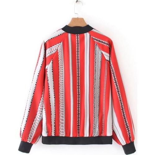 Ladies jacket women coat female autumn winter short coat casual o-neck tops striped outwear TB1484
