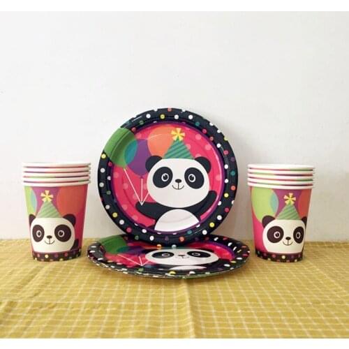 20pcs/lot Cartoon Lovely Panda 10pcs 7inch Plates+10pcs paper Cups For Kids Holiday Birthday Party Supplies Decoration Kids Fav