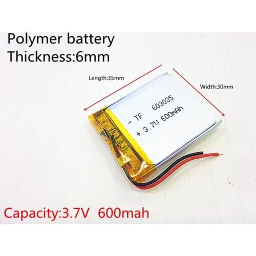 3.7V 600mAh 603035 Lithium Polymer Li-Po li ion Rechargeable Battery cells For Mp3 MP4 MP5 GPS