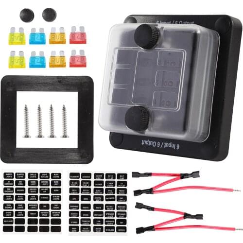 6 Way Fuse Block with Warning LED Indicator ATO/ATC Blade Fuses 8 Fuses 6 Input/Output Waterproof for Car Truck Boat