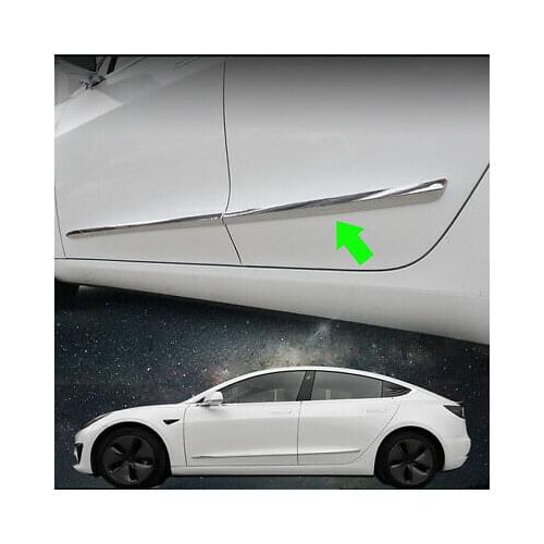 ABS Chrome Side Door Body Molding Cover Trim 4pcs For Tesla Model 3 2018 - 2020