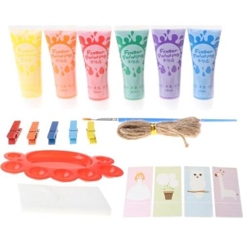 Acrylic Finger Paint 30ml 6 Colors Set Washable Kids Finger Paint Supplies Gift for Kids