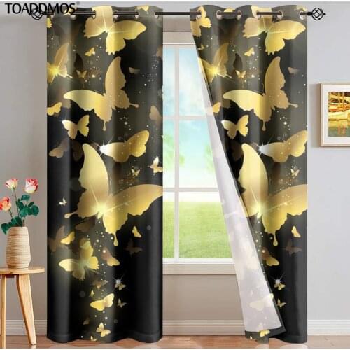 TOADDMOS Butterflies Design Blackout Curtains for Living Room Bedroom Sunblind for Kids Adults Home Window Decoration Cortina