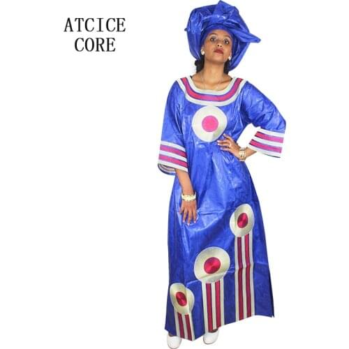 DRESSES LONG DRESS WITH SCARF PLAIN BAZIN RICHE EMBROIDERY DESIGN LONG DRESS