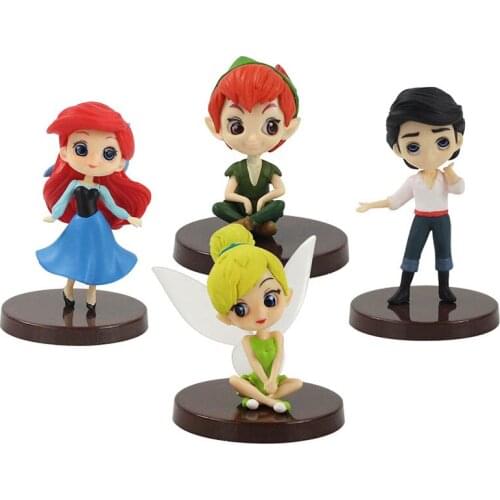 4pcs/set Q Posket Petit Fantastic Time II The Little Mermaid Peter Pan PVC Action Figure Toys