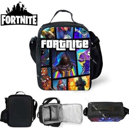 Fortnit Lunch Box Cartoon Shoulder Bag Carry Thermal Portable Lunch Box bento Bag Outdoor Meal Bags For Women Kids Bento bag