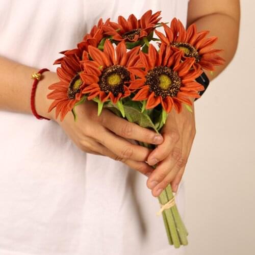 30cm Artificial Sunflower Faux Flower Wedding Bride Holding Flowers Lifelike Realistic Touch Party Festival Table Home Decor