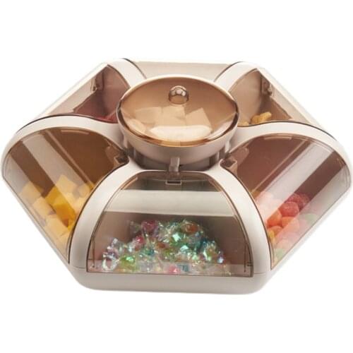 Creative Candy Box Fashion Lotus-Shaped Room Tray Transparent Pressing Type Fruit Box Snacks Divided Grid Dried Fruit Tray