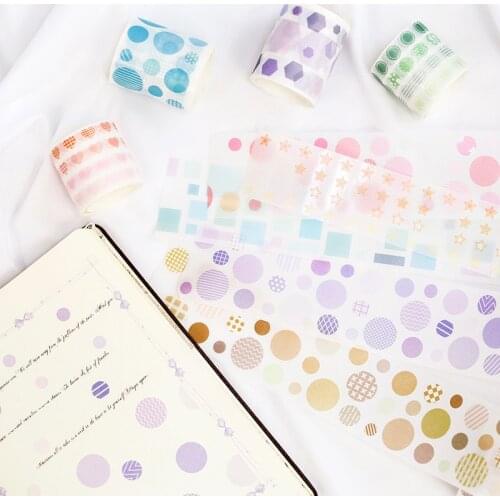 1 Roll 3M Cute Colorful Geometric Patterns Star Spot Masking Tape Album Scrapbooking Decor Washi Tape Stick Label Kid Gift