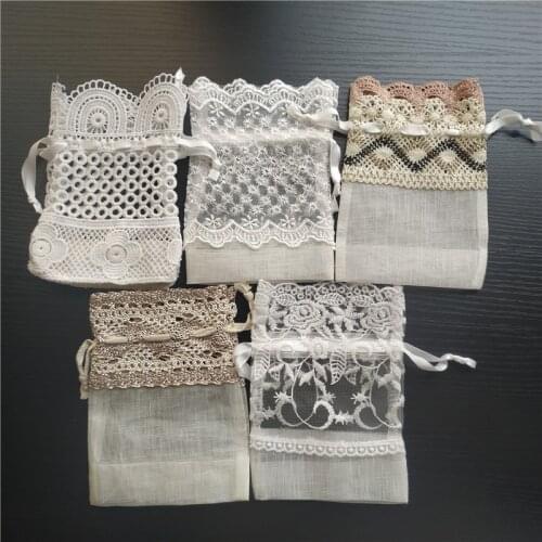 12pcs 10x14cm White Star Organza Bag Coffee Wave Lace Drawstring Bag Jewelry Bag Packaging Gift Bag Wedding Party Christmas Bag