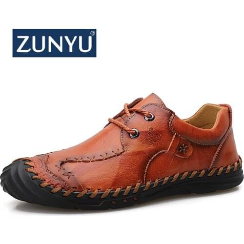ZUNYU Spring New Comfortable Men Casual Shoes Loafers Men Shoes Quality Leather Shoes Man Flats Moccasins Shoe Plus Size 38-48
