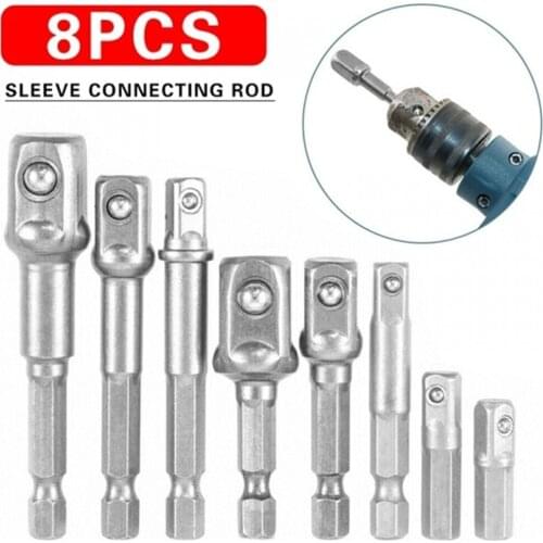 3/8PCs 1/4" 3/8" 1/2" Hex Shank Impact Driver Bit Set for Electric Screwdriver Air Screw Socket Adapter Hex Shank Set Tools
