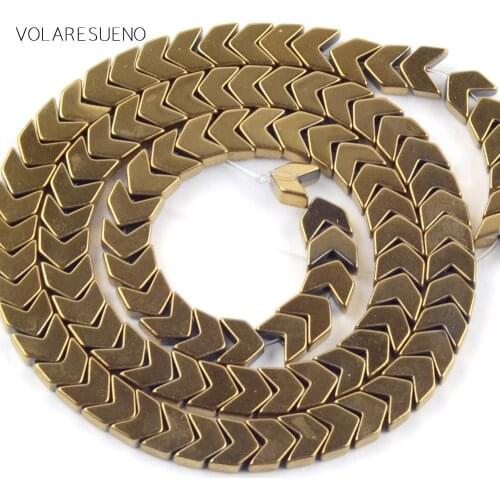 Natural Golds Hematite Stone Arrow Shape Beads Spacer Loose Beads For Jewelry Making 4*2/6*3/3*3/8*3mm Diy Bracelet Strand 15"