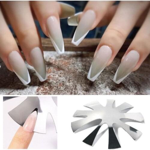 New French Nail Art Shaping Templates Stamping Plate Design Animal Temperature Lace Stamp stainless Steel Plates