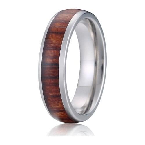 High quality handmade custom pure titanium wood wedding band promise finger ring fashion jewelry for men and women