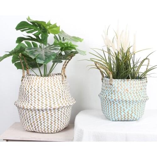 Woven Basket for Plants Household Soft Foldable Seagrass Woven Storage Basket Home Decoration