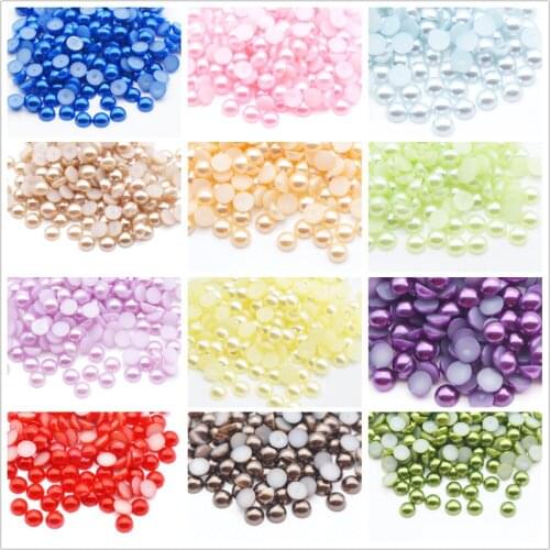 2-14mm Half Round Acrylic Imitation Flatback Pearl Beads pearls for crafts DIY Decoration Nail Art Jewelry Findings Accessories