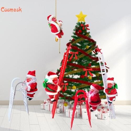 Cosmask Christmas Decoration Red Ladder Mask Electric Santa Claus Childrens Toys Christmas Home Window Decorations