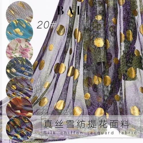 The 2017 summer new high-end thin gold jacquard fashion fabric flower type 10 color light clothing silk chiffon skirt tip fashio