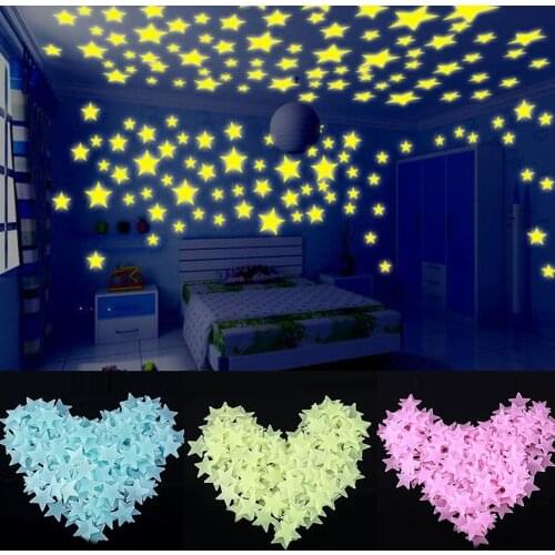 100pcs/set Glow in the Dark Toys Luminous Star Stickers Bedroom Sofa Fluorescent Painting Toy PVC for Kids Bedroom Decor Gifts