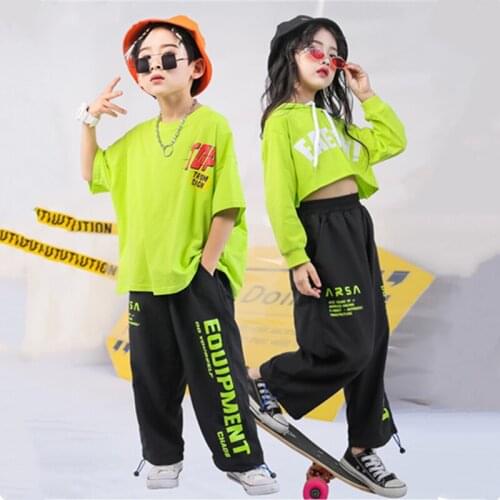 Boys Hip Hop Hoodie Girls T-shirt Street Dance Kids Sweatshirt Jogger Pant Clothing Set Child Sportwear Teen Jazz Outfit Costume