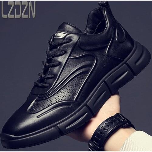 True Leather Shoes Winter Fashionable Mens Shoes Leisure British Fashion Trend Soft Soles Heighten Thick Soles Board Shoes
