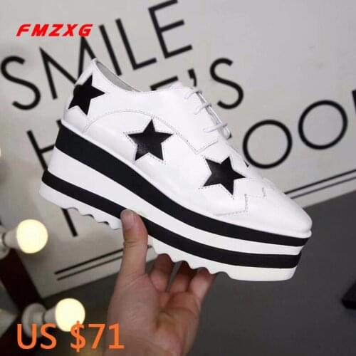 FMZXG Wedges Platform Women Shoes Luxury Brand Flats Genuine Leather Fashion Casual Wedge Designer Woman Shoe Women Sandles Shoe