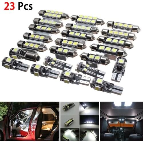 Universal 23Pcs LED T10 5050 Car Light Bulb Interior Dome Trunk License Plate Lamps Kit White For Bmw E60 E90 Golf 4 7 LED Lamp