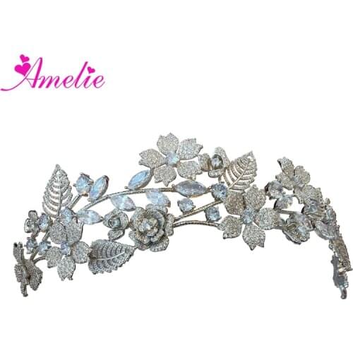 Vintage Flower Tiara Hair Accessories Zircon Bridal Hair Band Wedding Dress Photo Studio Prop Women Jewelry