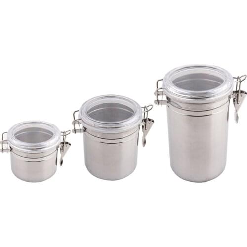 High Quality Stainless Steel Durable Coffee Canister Container Kitchen Sealed Storage Jar For Sugar Tea Coffee Bean Spice Sugar