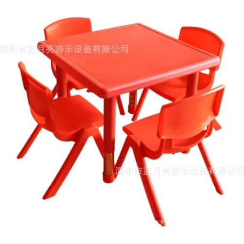 60X60cm high quality Adjustable height Square Children Tables kindergarten desk with Chairs