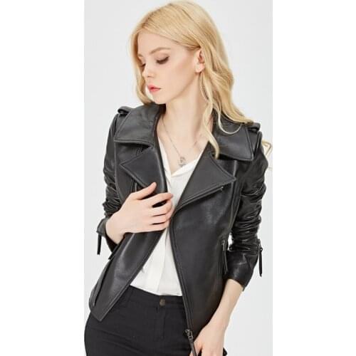 Office Lady Real Motorcycle Jacket Women 100% Sheepskin Slim Short Large Size 5XL Genuine Leather Coat Jaqueta De Couro
