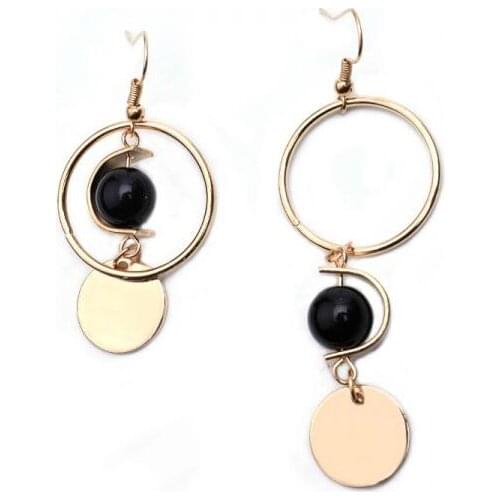 Ex707 Europe Gothic punk Vintage asymmetrical geometric Circle pearl earrings 2021 trend Womens Jewelry Accessories