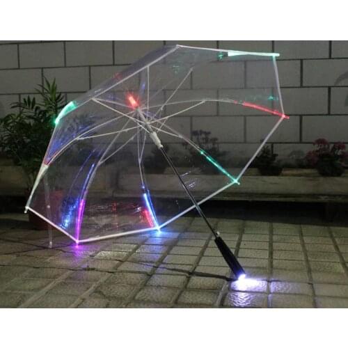 LED Flashlight Flash Clear Umbrella Glowing Light Up transparent Stage Performance Dance umbrellas Party Gift Umbrella