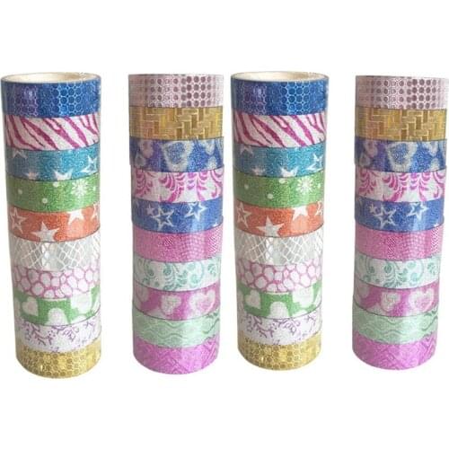 1pc Washi Tape Set Glitter Color Japanese Stationery Scrapbooking Decorative Tapes Adhesive Tape Kawai Adesiva Decorativa