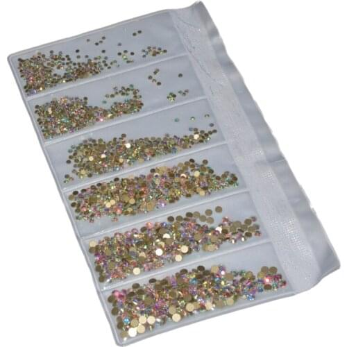 1728pcs Flatback Crystal Glass Nails Rhinestones Mix Size SS3-SS10 Nail Art Decoration Stones Shiny Gems Manicure Accessories