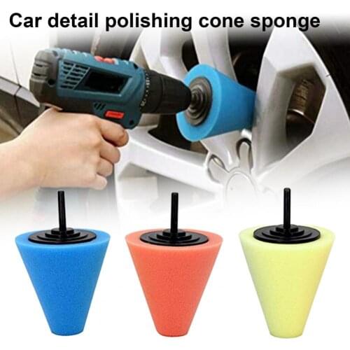 3/4/5/6Pcs Sponge Polishing Pad Cone Long Service Life 3 inch Solid Color Ball Wheel Polisher Buffer Waxing Tool for Automobile