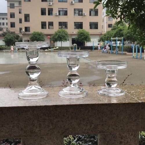 High Candlestick Transparent Glass Candle Holders Perfect Decoration Candlesticks