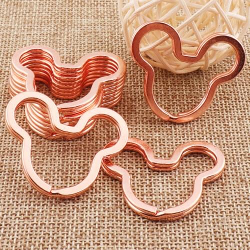 10pcs Rose Gold Split Key Ring 1 1/2"(38mm) Mouse Head Keychain Split Key Rings Key Fob Split Rings Findings Split Jump Rings