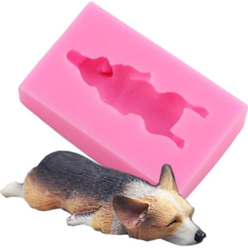 3D Corgi Dog Resin Silicone Mold DIY Party Chocolate Gumpaste Mould Polymer Clay Candy Molds Fondant Cake Decorating Tools