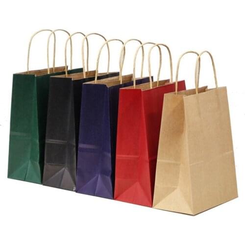 40PCS/lot 21x15x8cm gift kraft paper bag with handles dark color/ Multifunction Festival gift bag wedding party/ High Quality
